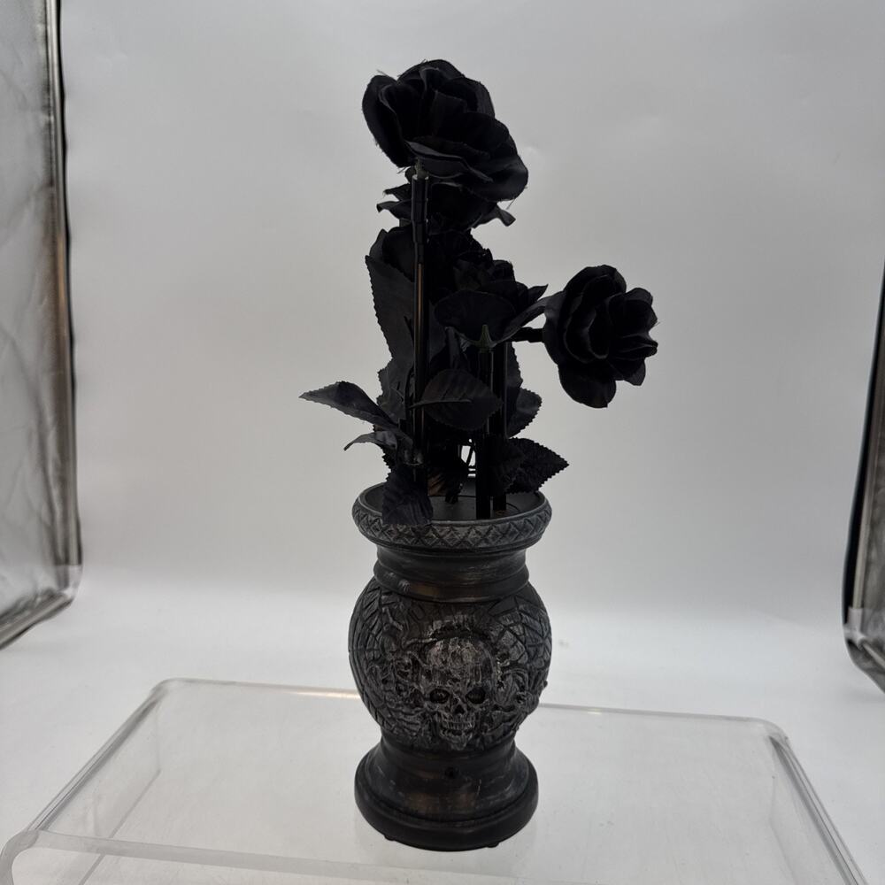 Halloween Animated Wilting Black Roses Grandin Road? Marked 2010 Magic Power Co